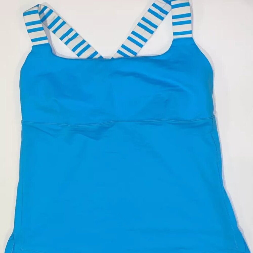 Lululemon Track and Train Tank Blue White Stripe Size M/L/8